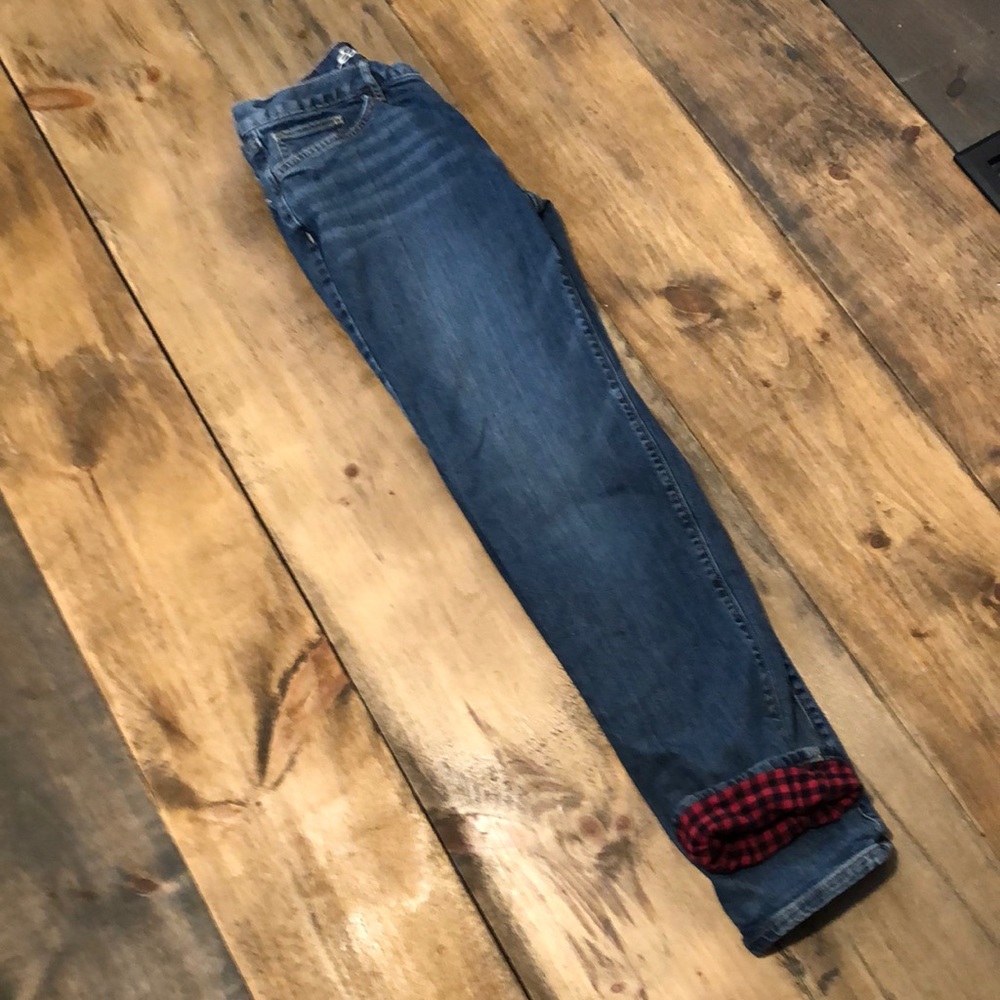 COPY - Eddie Bauer “boyfriend “ flannel lined jeans. Size 6